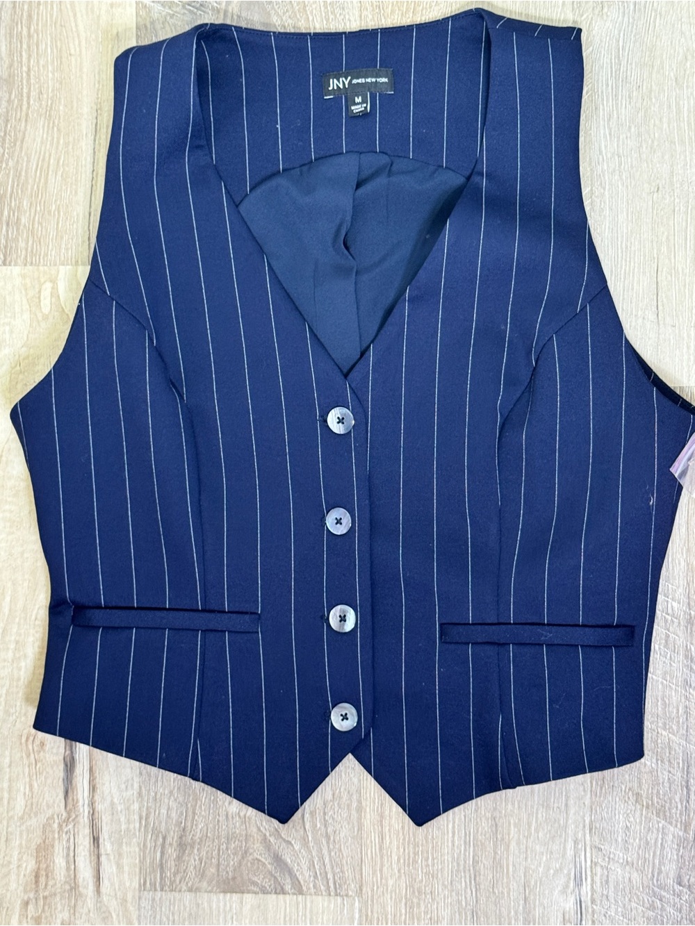 JNY Women’s Navy Pinstripe Waistcoat Vest
